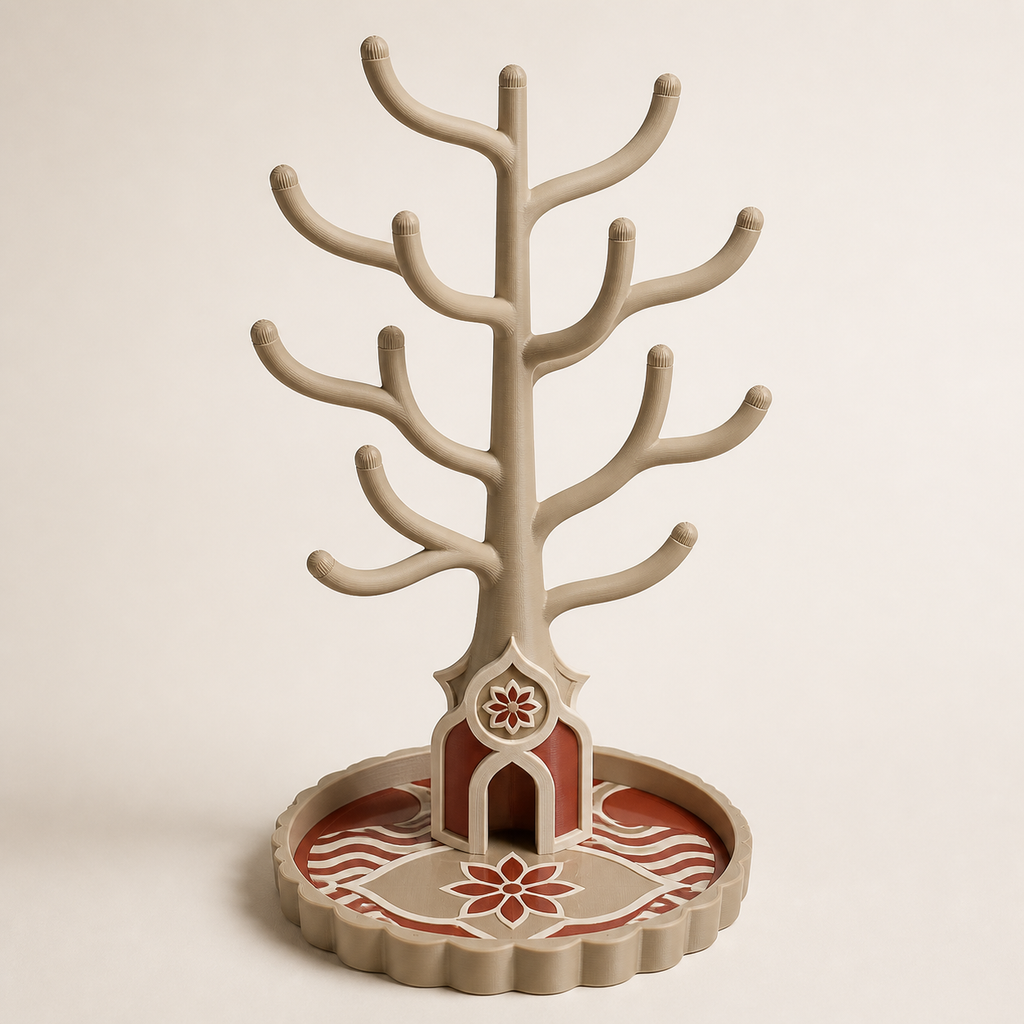 Jewellery tree Mirabell – Salzburg from PETG on bright studio background