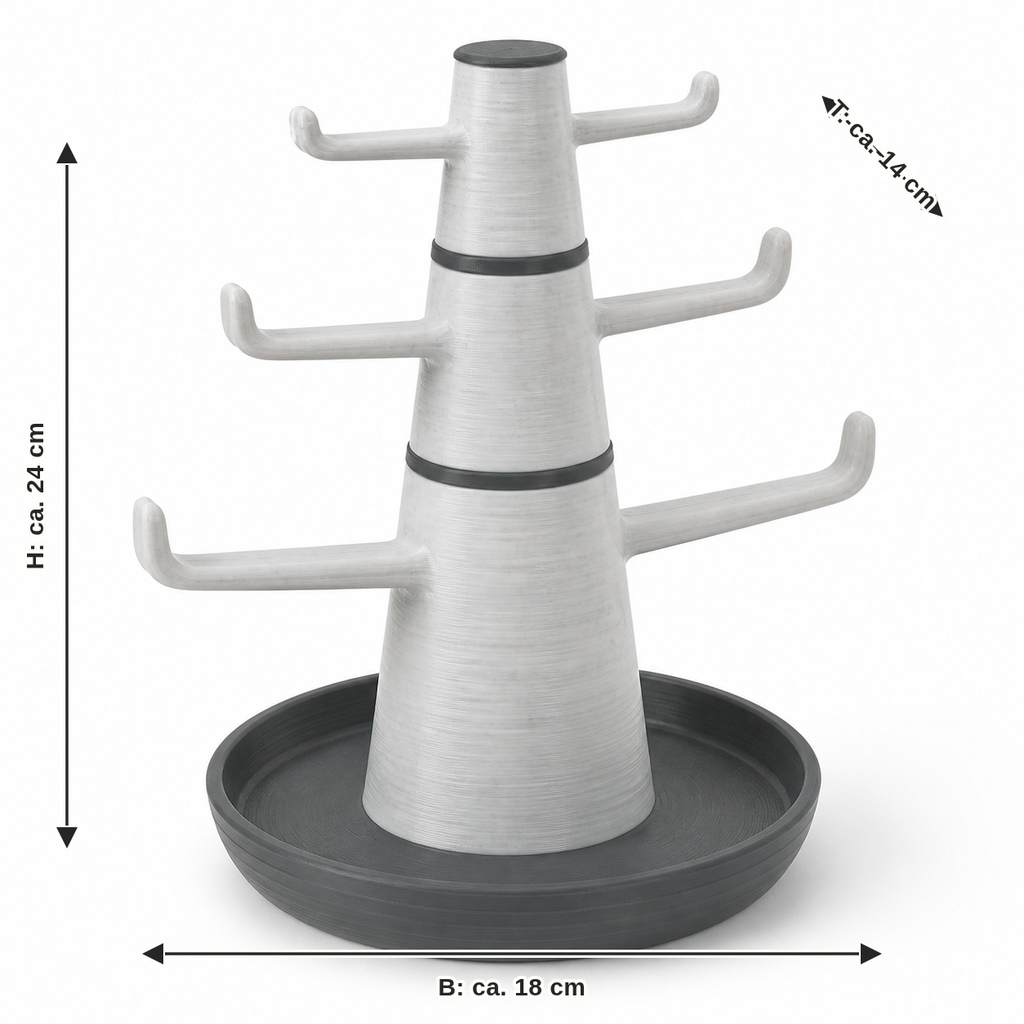 Dimensional image for jewellery stood marble optics crown: width approx. 18 cm, depth approx. 14 cm, height approx. 24 cm