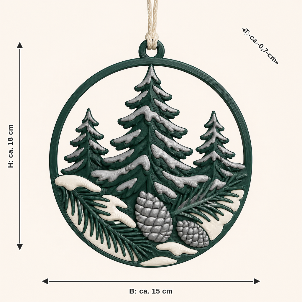 Dimensional picture for snowy forest-window ornament Snow window: width about 15 cm, depth about 0.7 cm, height about 18 cm