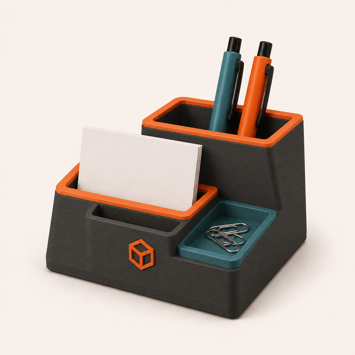 Schreibtisch-Organizer kompakt – 3D-gedruckt mit feinen FDM-Layerlinien