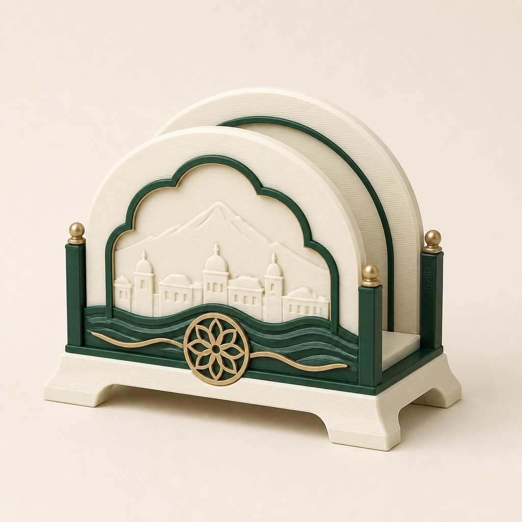 napkin holder Altstadtbogen – Salzburg from PETG on bright studio background