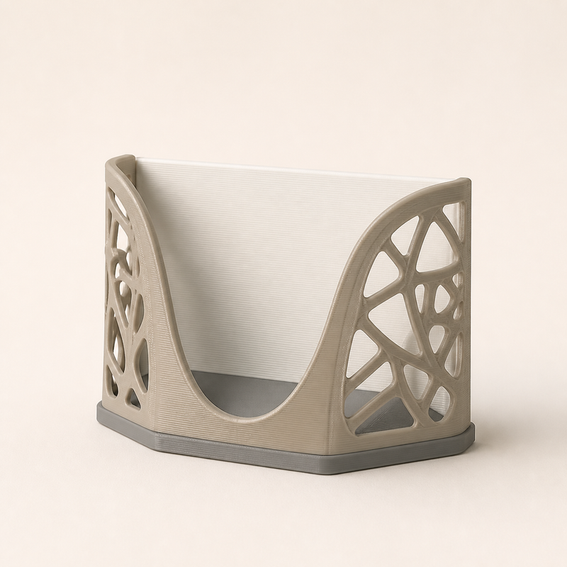 Serviettenhalter Linienraum – Minimalistisch aus PETG auf hellem Studiohintergrund