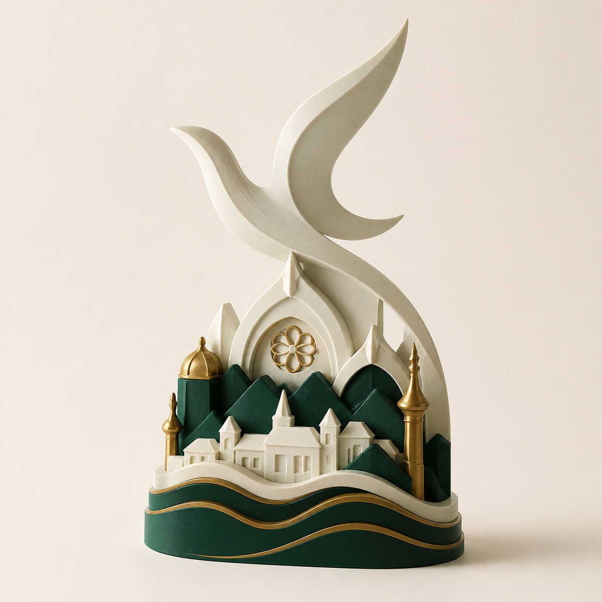 Sculpture Alpine flight – Salzburg from PETG on bright studio background
