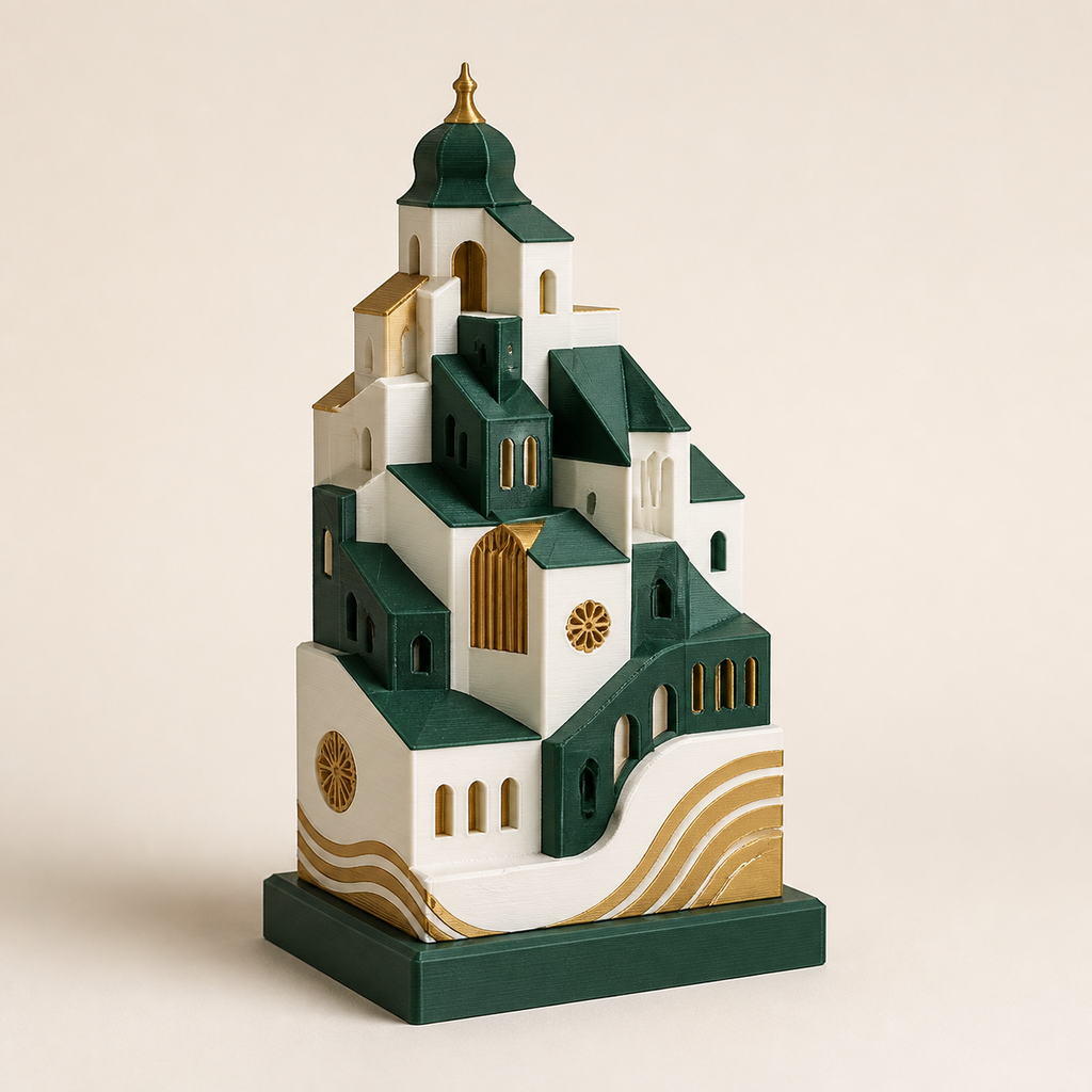 Sculpture Old Town Roofs – Salzburg from PETG on bright studio background