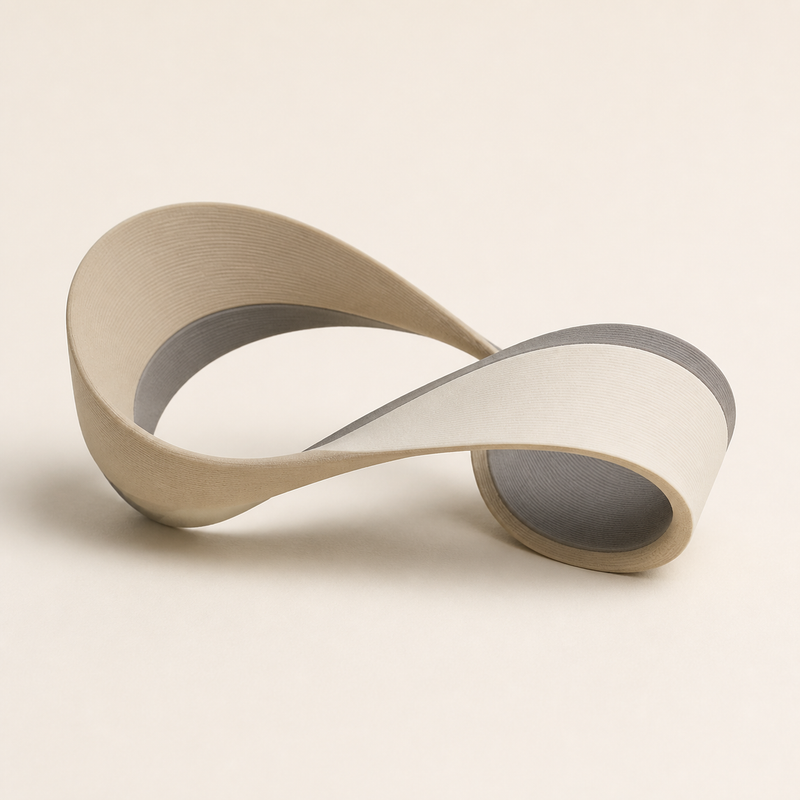 Sculpture Möbius wave – Minimalist made of PETG on bright studio background