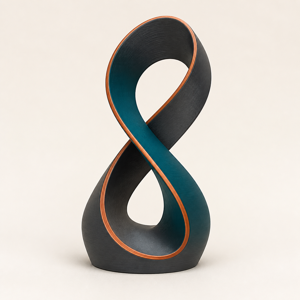 Sculpture Möbius wave – Modern made of PETG on bright studio background