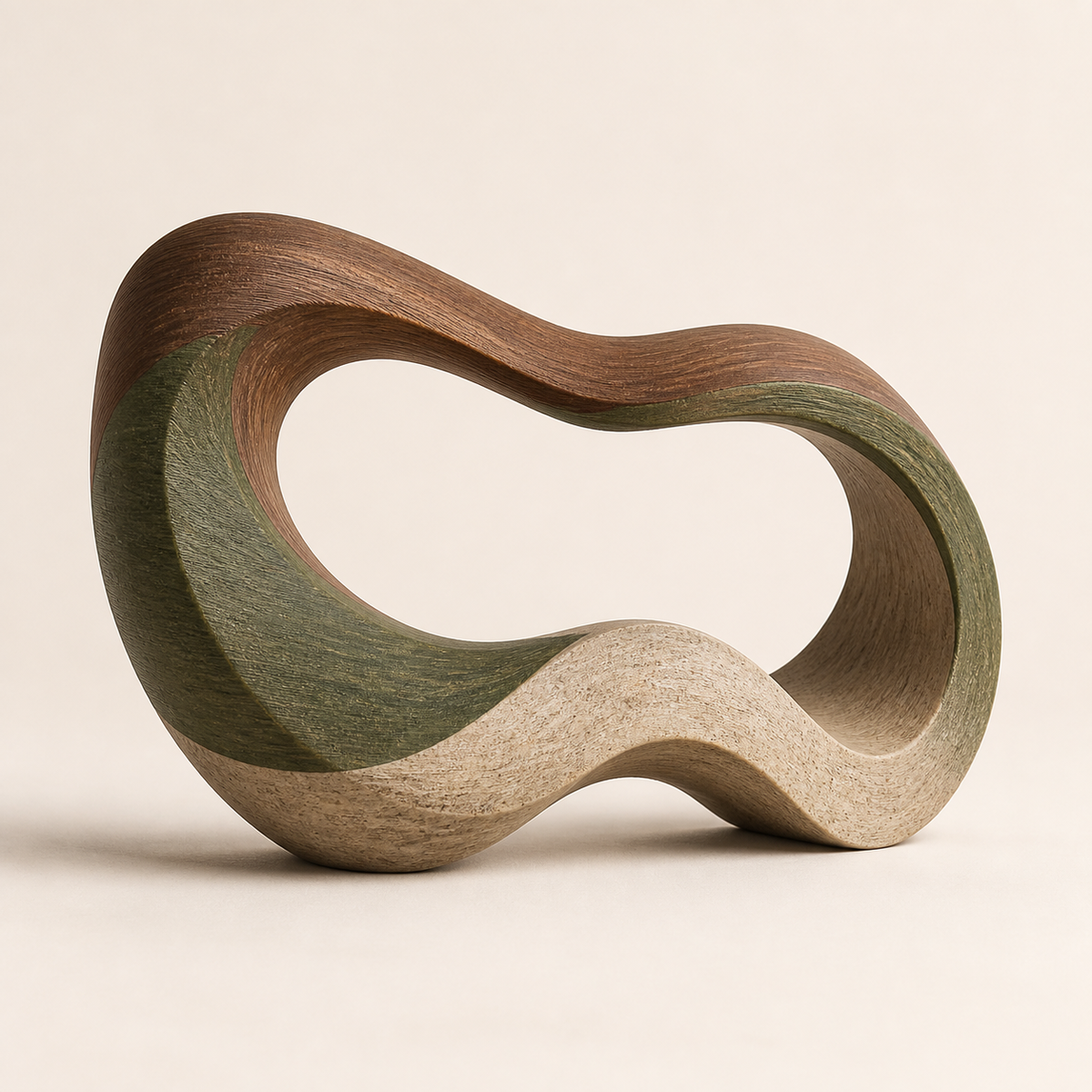 Sculpture Möbius wave – Rustic from PETG on bright studio background
