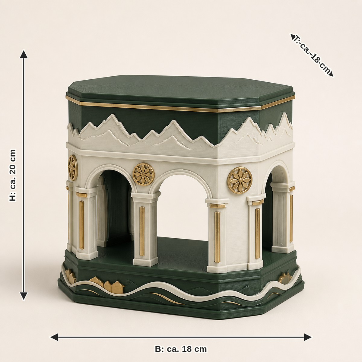 Dimensional image for base Alpenbogen – Salzburg: width approx. 18 cm, depth approx. 18 cm, height approx. 20 cm