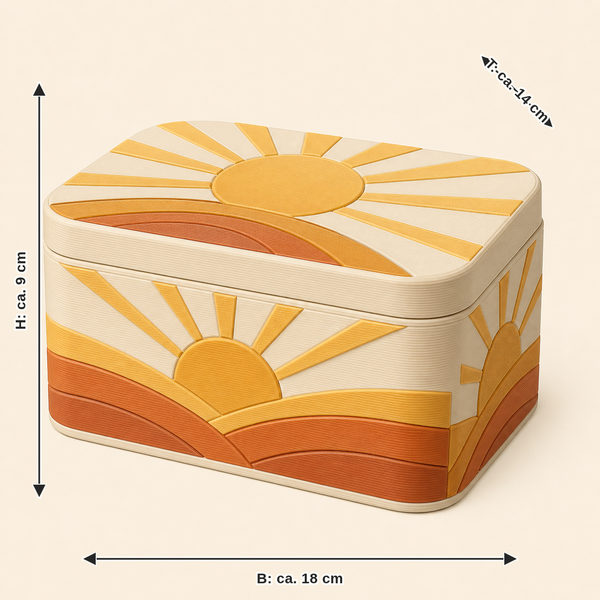 Measurement for sun storage box Sun belt: width approx. 18 cm, depth approx. 14 cm, height approx. 9 cm