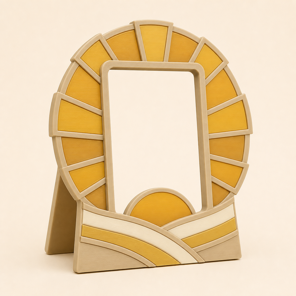 Sonnen-Bilderrahmen Lichtportal aus 3D-gedrucktem PETG in Sandbeige, Honiggelb, Creme