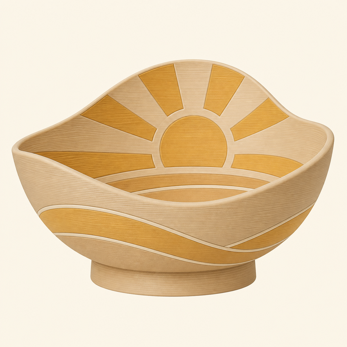 Sun-decorative bowl desert light from 3D-printed PETG in sand beige, honey yellow, cream