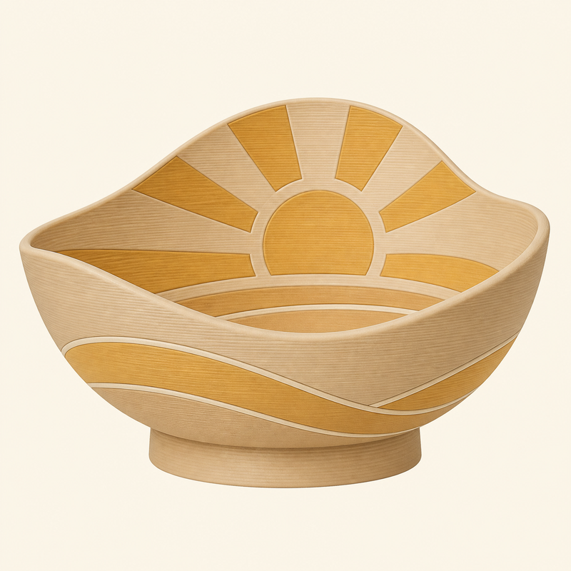 Sonnen-Dekoschale Wüstenlicht aus 3D-gedrucktem PETG in Sandbeige, Honiggelb, Creme