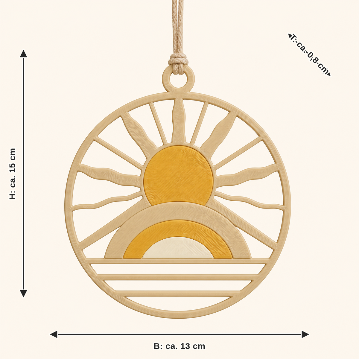 Sun-hanging decoration Sun circle: width approx. 13 cm, depth approx. 0.8 cm, height approx. 15 cm