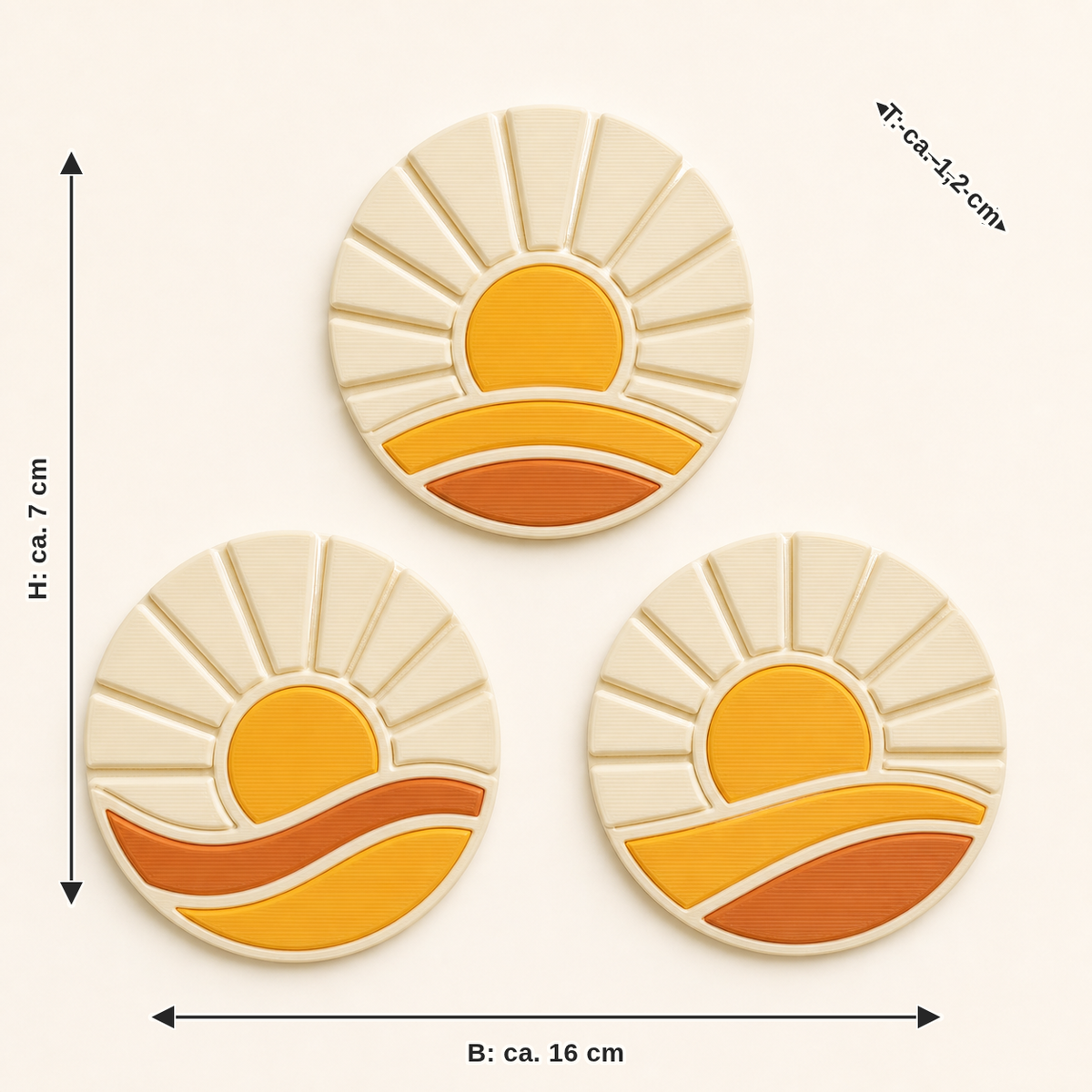 Measurement for solar magnet set Solar dance: width about 16 cm, depth about 1.2 cm, height about 7 cm