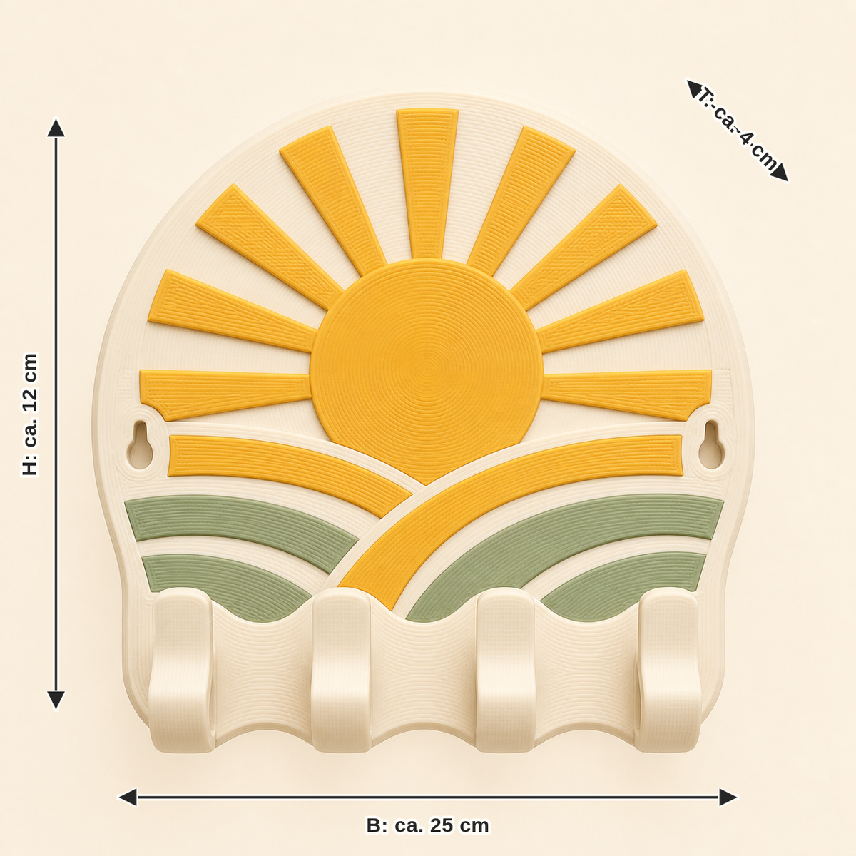 Measurement for sun-key rack sun wings: width approx. 25 cm, depth approx. 4 cm, height approx. 12 cm