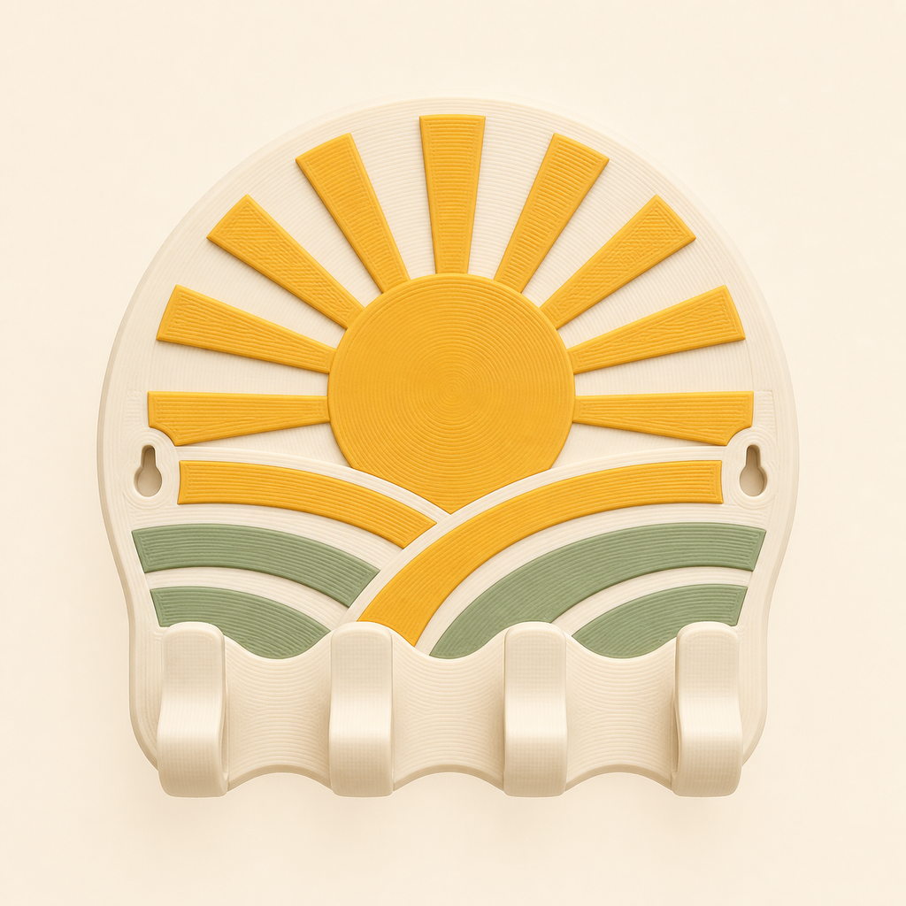 Sun-key rack in 3D printed PETG in ivory, gold yellow, sage green