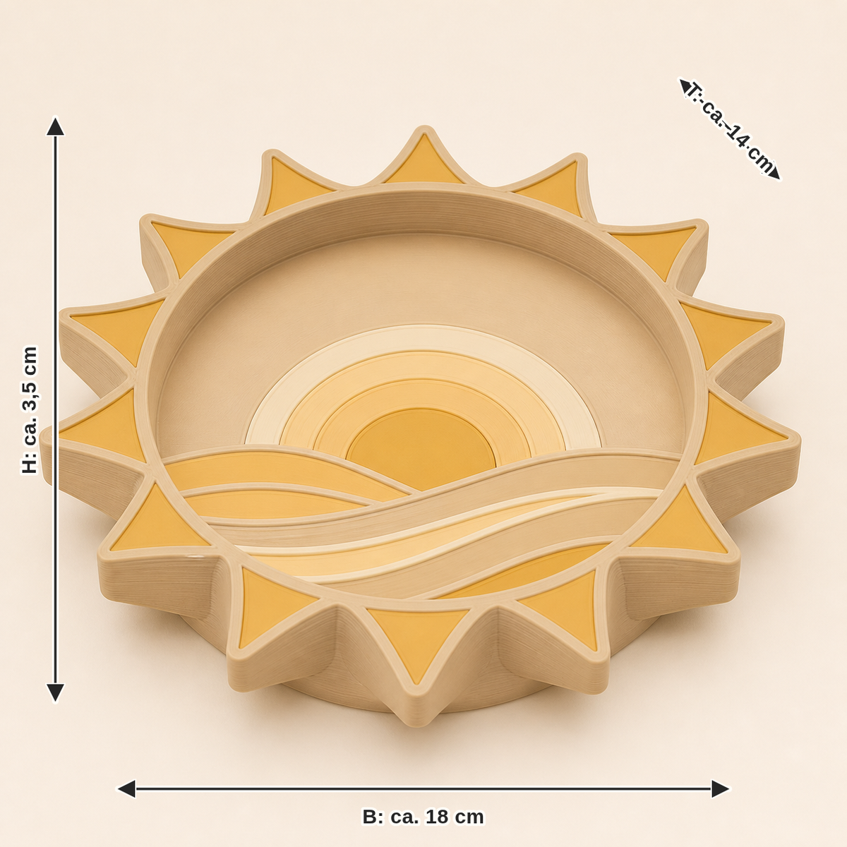 Measurement for sun jewellery dish light track: width approx. 18 cm, depth approx. 14 cm, height approx. 3.5 cm