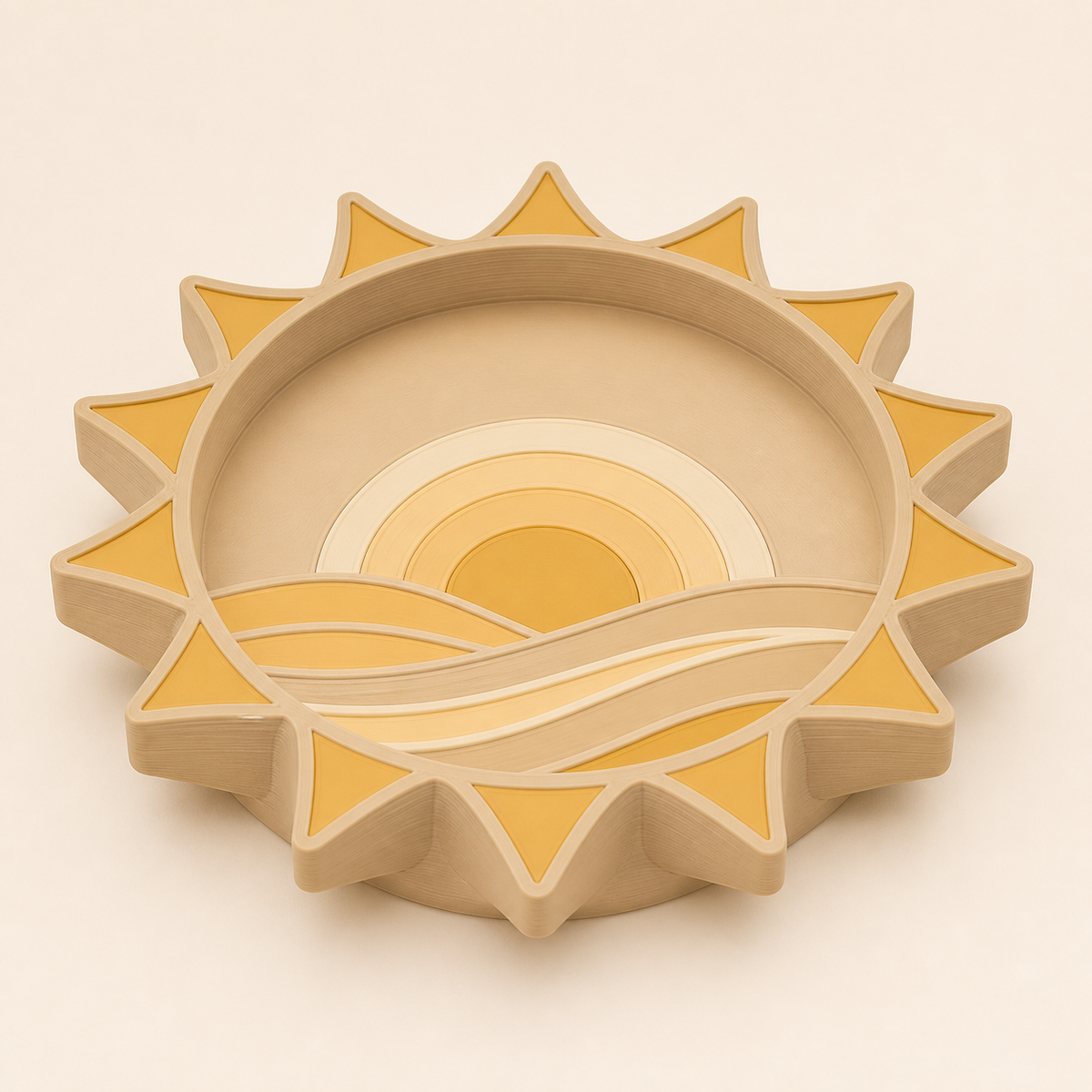 Sun-jewellery dish light track from 3D-printed PETG in sand beige, honey yellow, cream