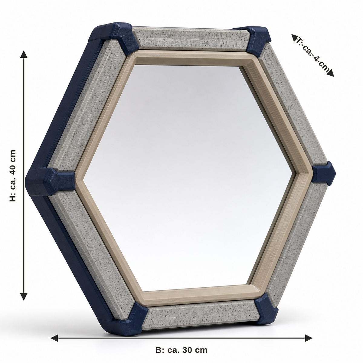 Dimensional image for Mirror frames Northwabe: width approx. 30 cm, depth approx. 4 cm, height approx. 40 cm