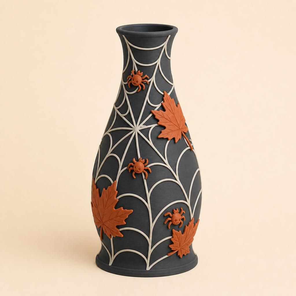 Spinnennetz-Trockenblumen-Vase Netzvase aus 3D-gedrucktem PETG in Anthrazit, Knochenweiß, Terrakotta