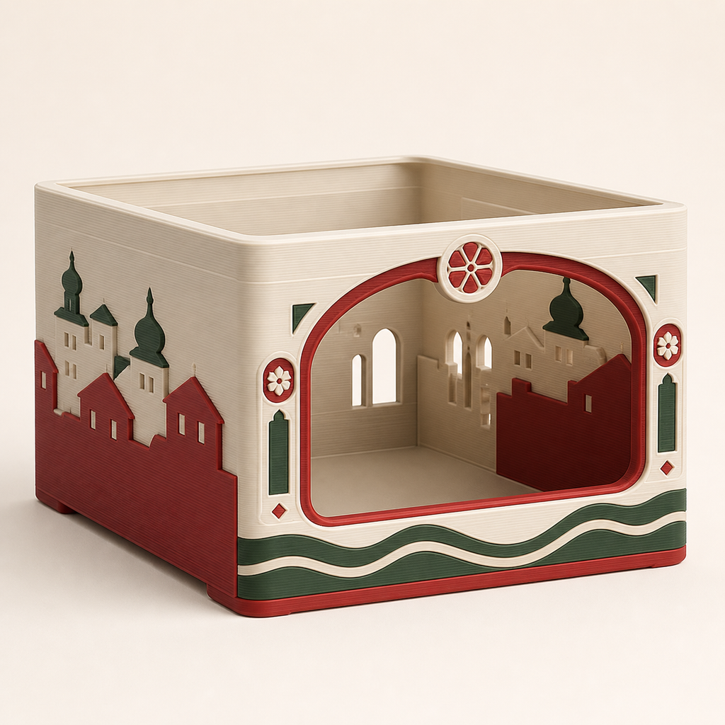 Stackbox Old Town window – Salzburg from PETG on bright studio background