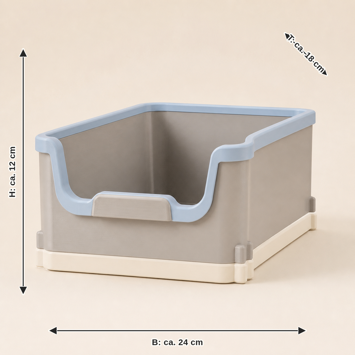 Dimensional image for stacked box viewing window – serene: width approx. 24 cm, depth approx. 18 cm, height approx. 12 cm