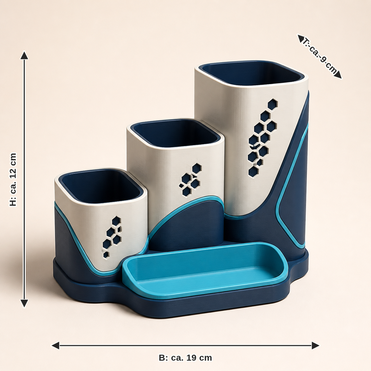 Trio contour – Futuristic: width approx. 19 cm, depth approx. 9 cm, height approx. 12 cm
