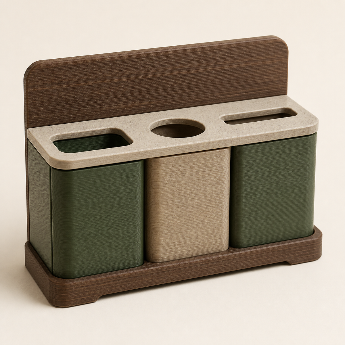Table-recycling station grid – rustic from PETG on bright studio background