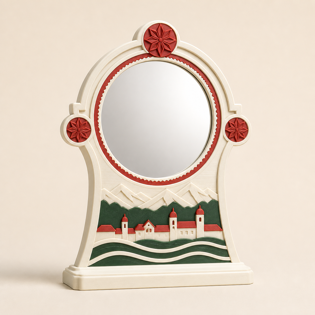 tabletop mirror Mirabellrosette – Salzburg from PETG on bright studio background