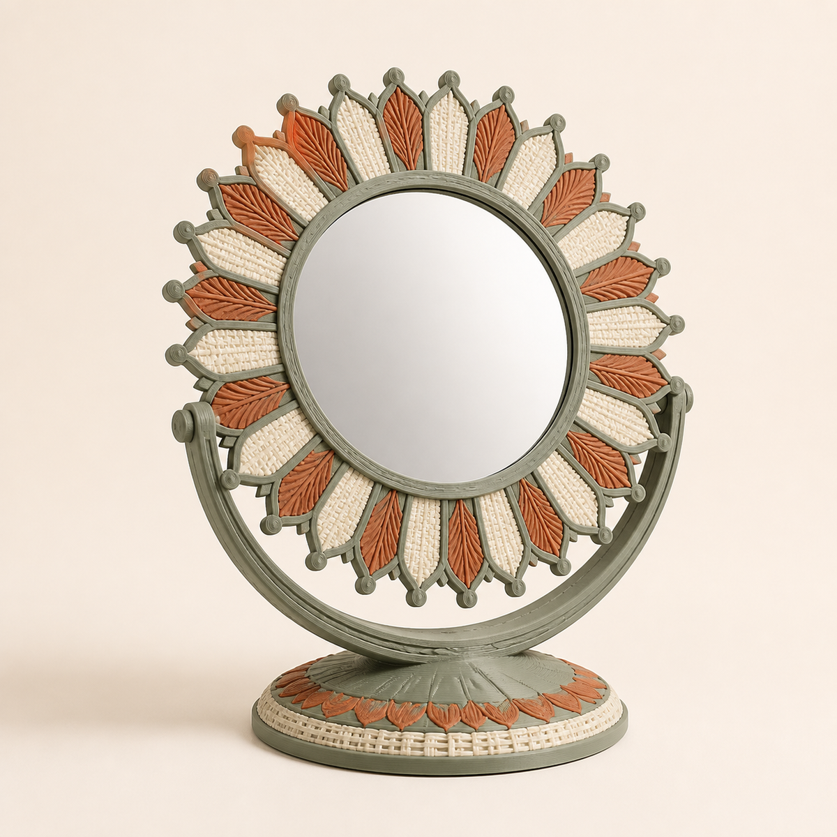 tabletop mirror sun wreath – country from PETG on bright studio background