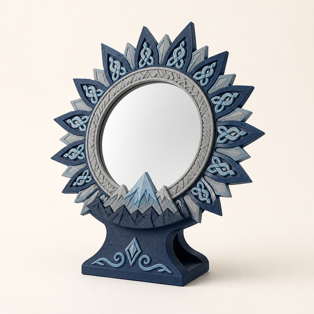 tabletop mirror sun wreath – Nordic & Mythical from PETG on bright studio background
