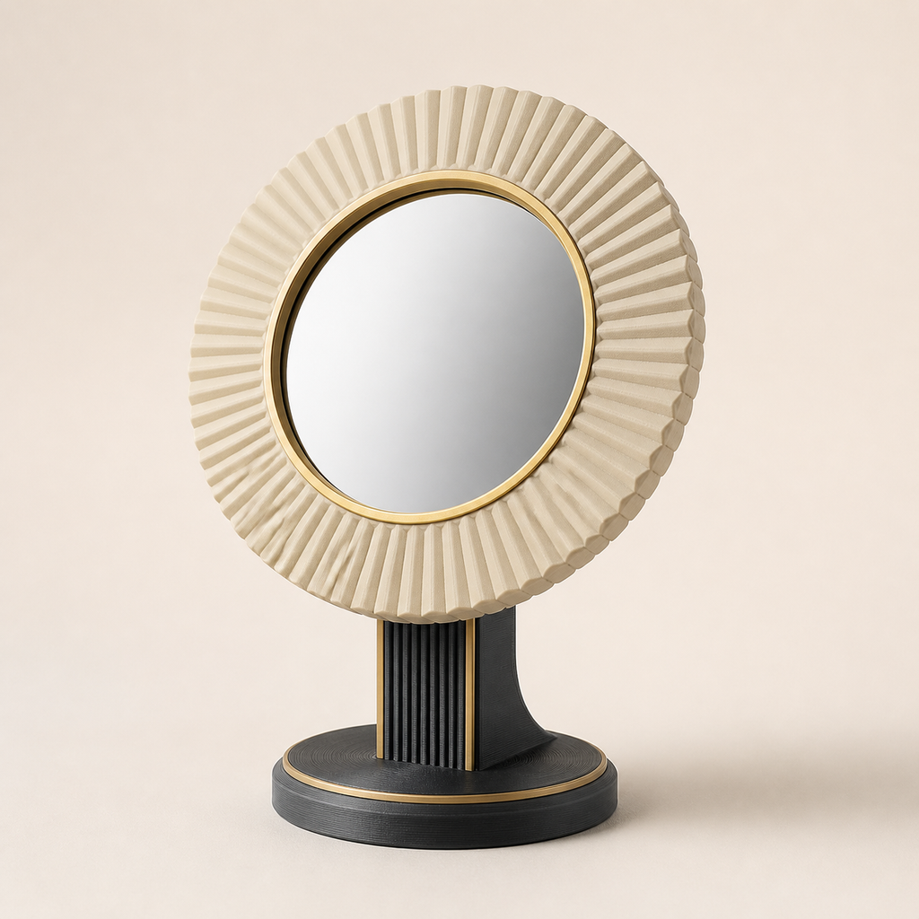 tabletop mirror sun wreath – Timeless from PETG on bright studio background