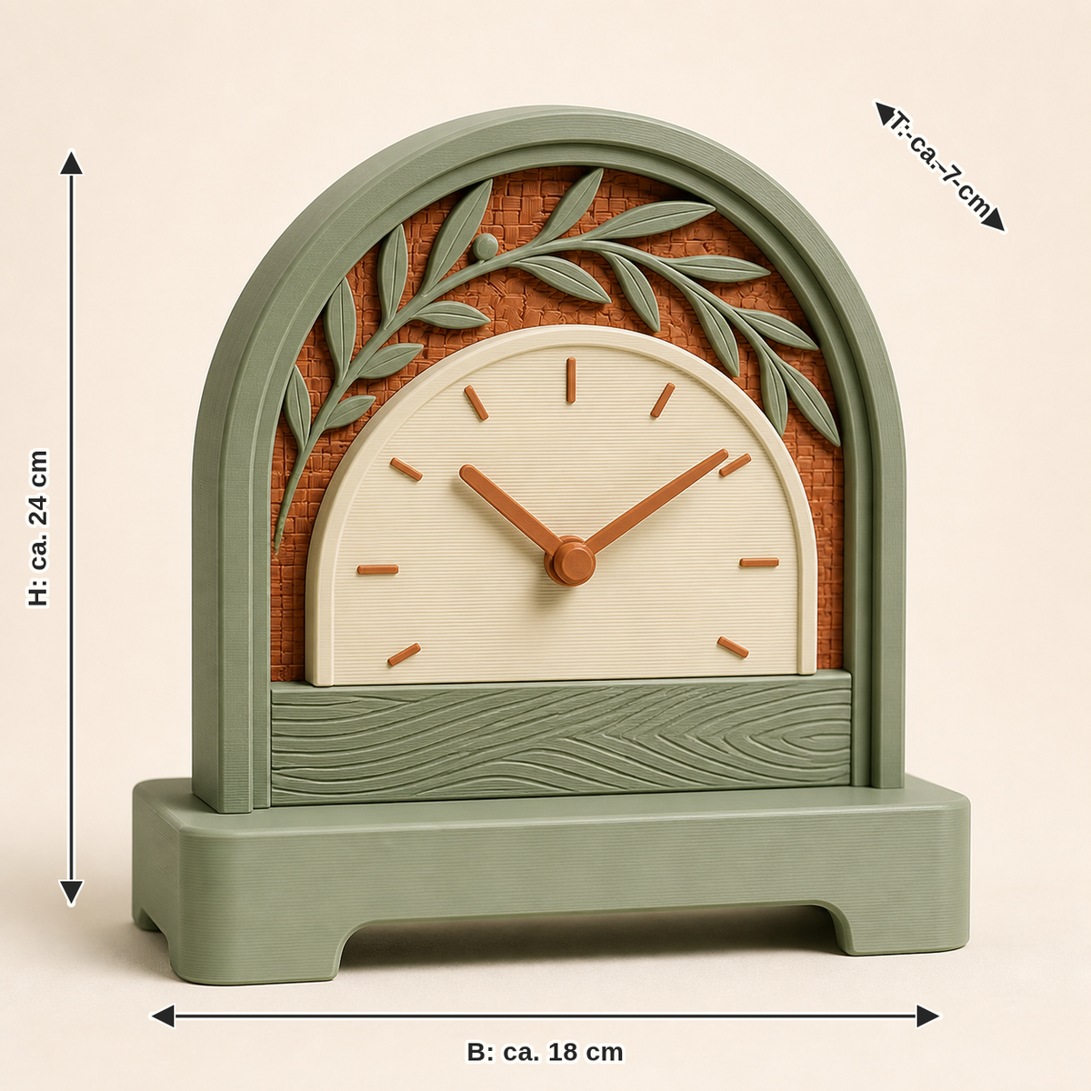 Measurement for table clock sheet time – Country: width approx. 18 cm, depth approx. 7 cm, height approx. 24 cm