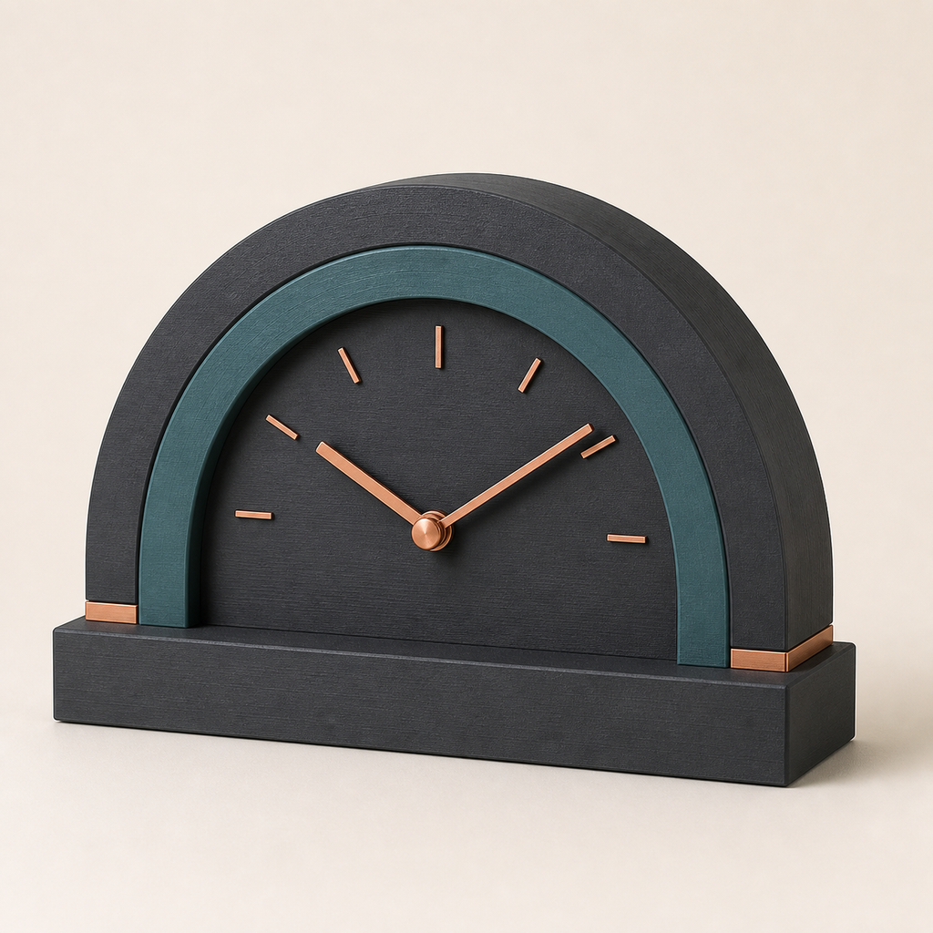 table clock bow time – Modern from PETG on bright studio background