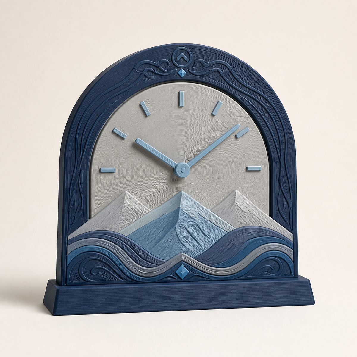 table clock bow time – Nordic & Mythical from PETG on bright studio background