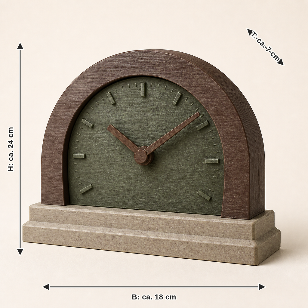 Measurement for table clock arc time – Rustic: width approx. 18 cm, depth approx. 7 cm, height approx. 24 cm