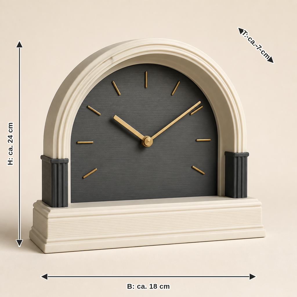 Measurement for table clock sheet time – Timeless: width approx. 18 cm, depth approx. 7 cm, height approx. 24 cm