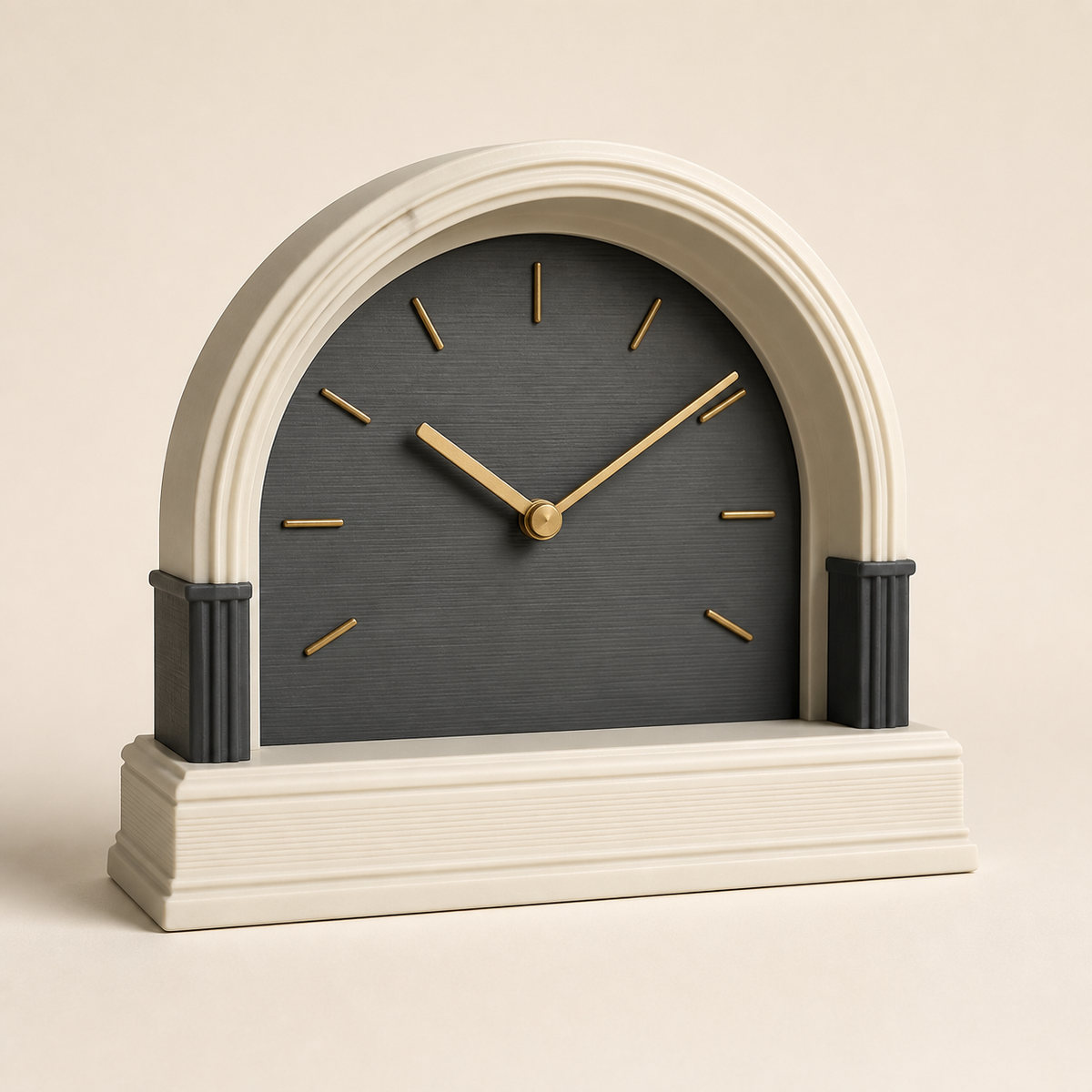 table clock arc time – Timeless from PETG on bright studio background