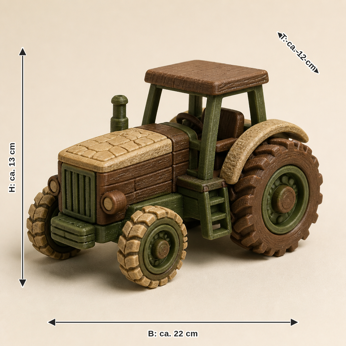 Measurement for tractor model fieldwork – Rustic: width approx. 22 cm, depth approx. 12 cm, height approx. 13 cm