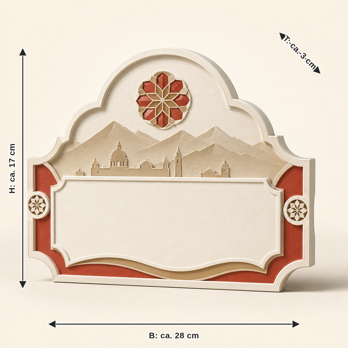 Dimensional image for door sign fortress arch – Salzburg: width approx. 28 cm, depth approx. 3 cm, height approx. 17 cm