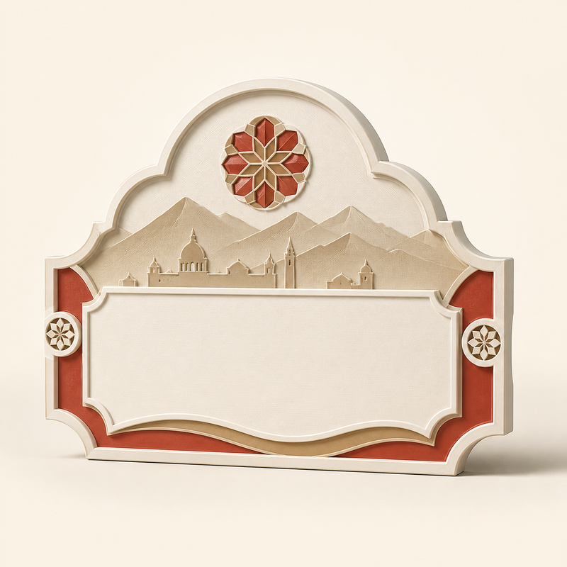 door sign fortress arch – Salzburg from PETG on bright studio background