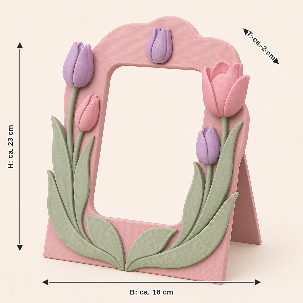 Dimensional image for tulip season-photo frame Tulip portal: width approx. 18 cm, depth approx. 2 cm, height approx. 23 cm