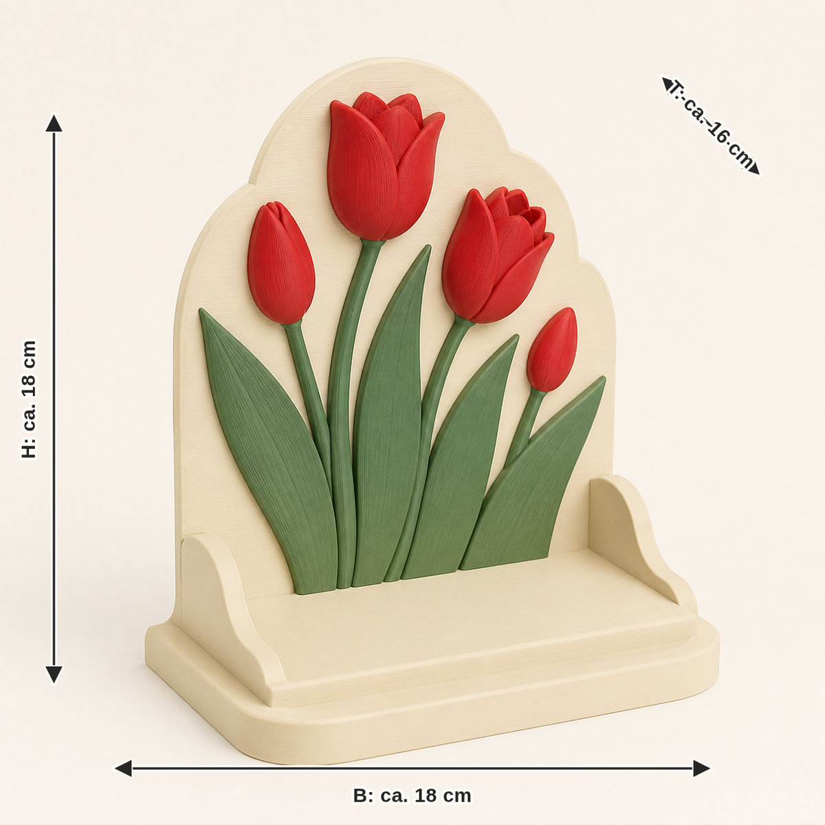 Dimensional image for tulip season-Display stands flower stage: width approx. 18 cm, depth approx. 16 cm, height approx. 18 cm