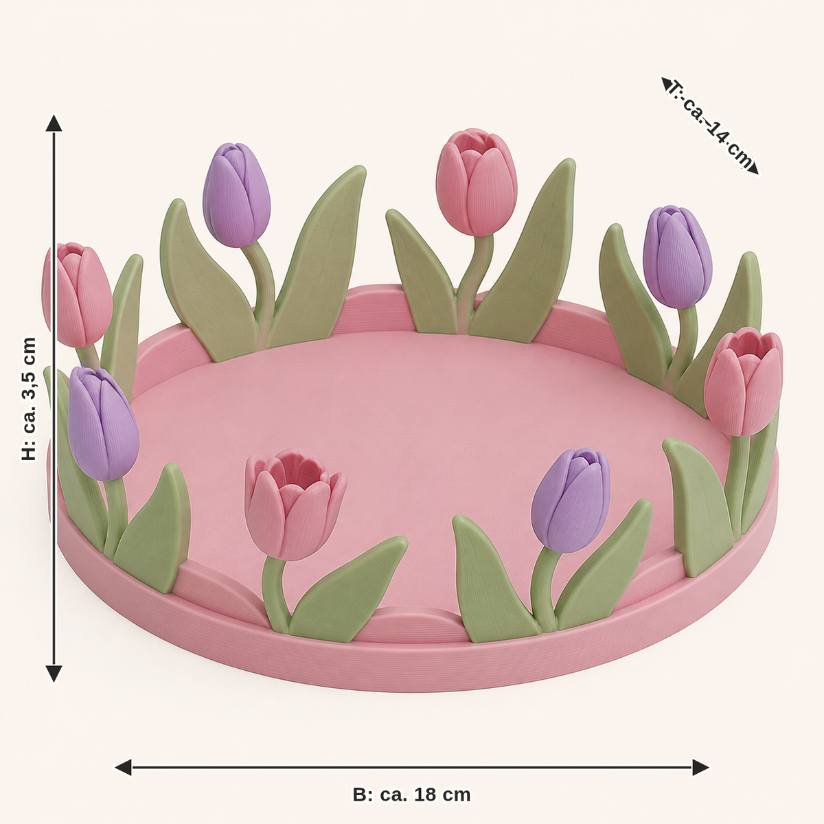 Dimensional image for tulip season-jewellery dish tulip edge: width approx. 18 cm, depth approx. 14 cm, height approx. 3.5 cm