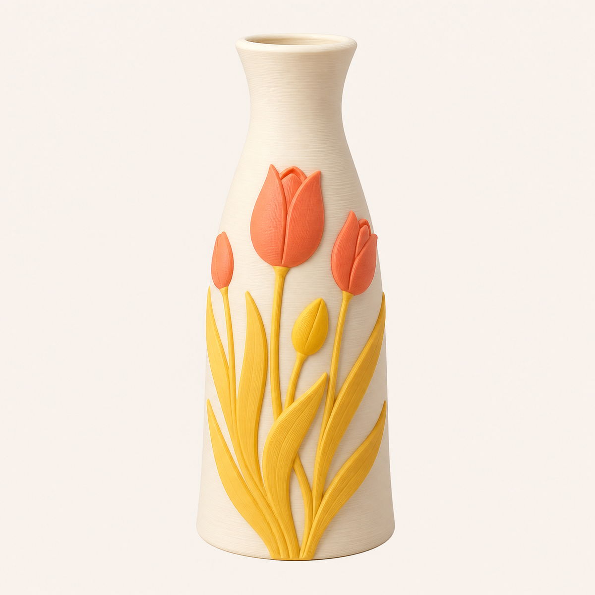 tulip season-dried flowers-Vase 3D printed PETG in sun yellow, coral, warm white