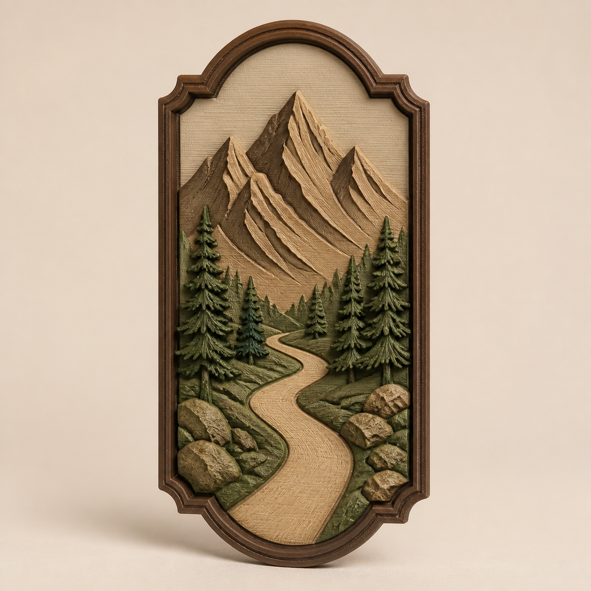 door hanger mountain path – rustic from PETG on bright studio background