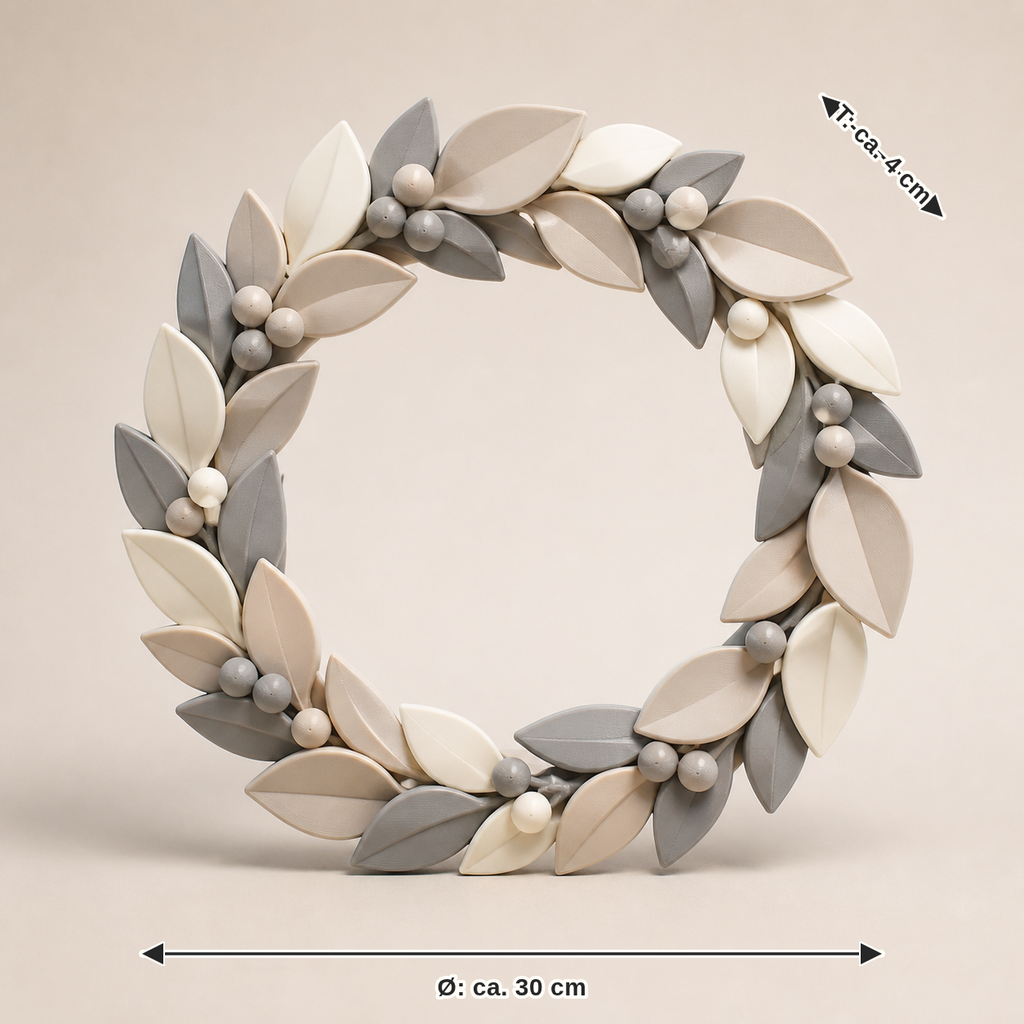 Maßbild für Türkranz Beerengeometrie – Minimalistisch: Durchmesser ca. 30 cm, Tiefe ca. 4 cm