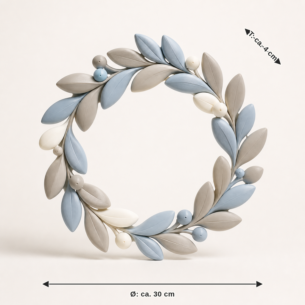 Maßbild für Türkranz Beerengeometrie – Still: Durchmesser ca. 30 cm, Tiefe ca. 4 cm