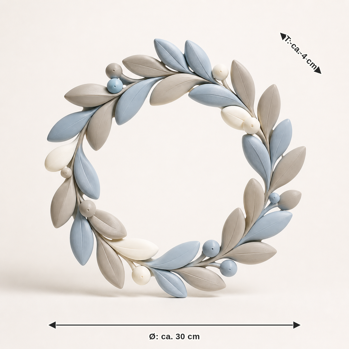 Maßbild für Türkranz Beerengeometrie – Still: Durchmesser ca. 30 cm, Tiefe ca. 4 cm