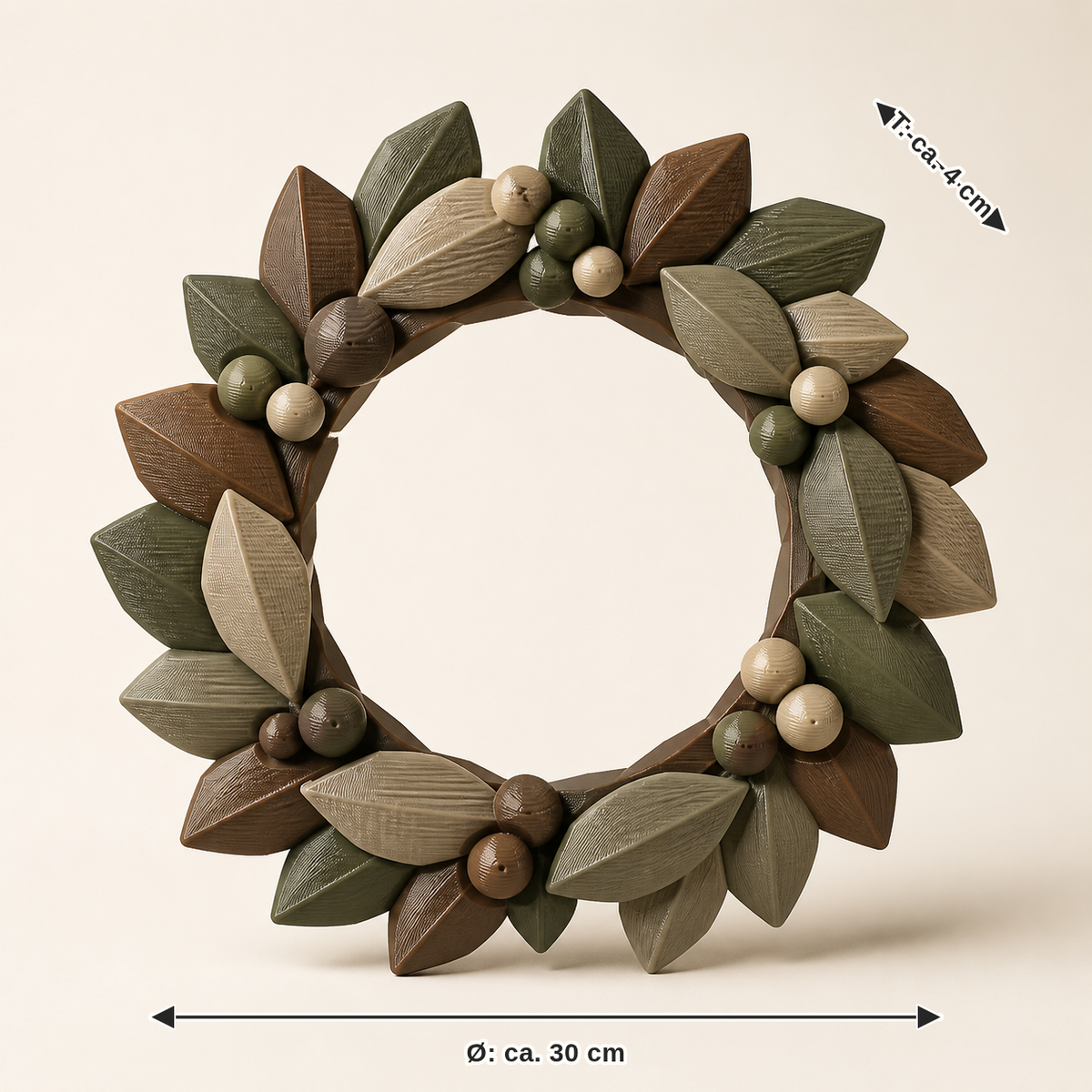 Dimensional image for door wreath berry geometry – Rustic: diameter approx. 30 cm, depth approx. 4 cm